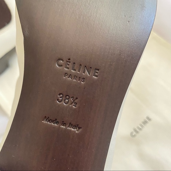 /Sold/ CELINE Off White Leather Ankle Boots - Picture 5 of 6